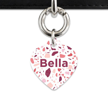 Bailey And Bone Pet Tag Heart / Silver Pink And White Terrazzo Pet Tag