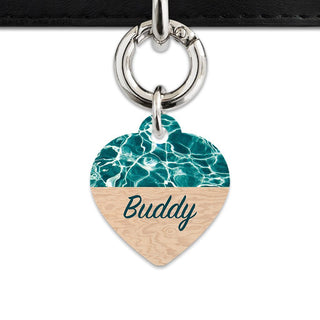 Bailey And Bone Pet Tag Heart / Silver Plywood And Water Pet Tag