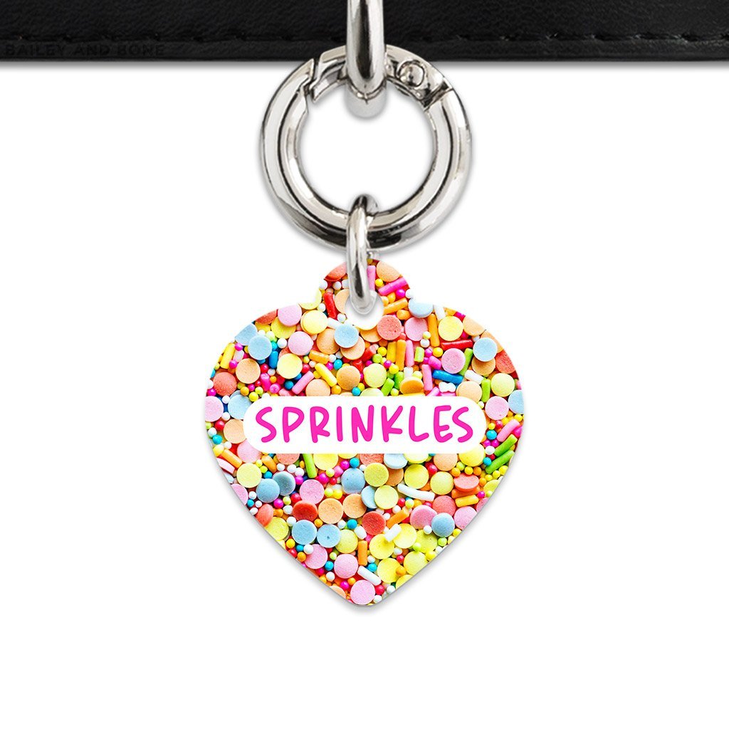 Bailey And Bone Pet Tag Heart / Silver Rainbow Sprinkles Pet Tag