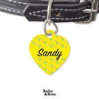 Bailey And Bone Pet Tag Heart Yellow Beach Palms Pet Tag