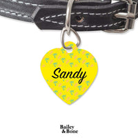 Bailey And Bone Pet Tag Heart Yellow Beach Palms Pet Tag
