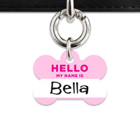 Bailey And Bone Pet Tag Light Pink Hello My Name Is Pet Tag