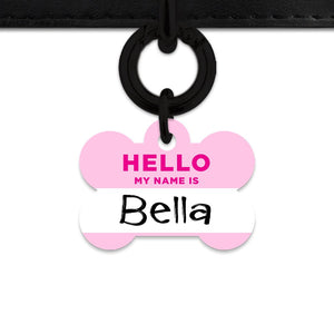 Bailey And Bone Pet Tag Light Pink Hello My Name Is Pet Tag
