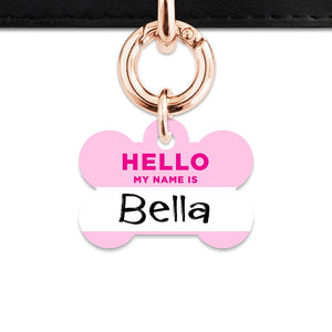 Bailey And Bone Pet Tag Light Pink Hello My Name Is Pet Tag