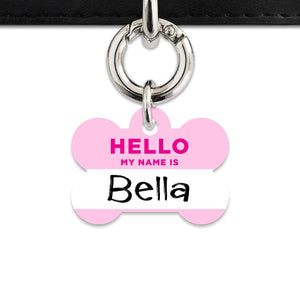 Bailey And Bone Pet Tag Light Pink Hello My Name Is Pet Tag