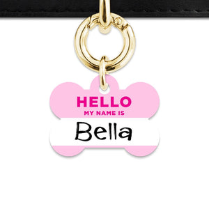 Bailey And Bone Pet Tag Light Pink Hello My Name Is Pet Tag