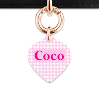 Bailey And Bone Pet Tag Light Pink Houndstooth Pet Tag