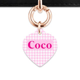Bailey And Bone Pet Tag Light Pink Houndstooth Pet Tag