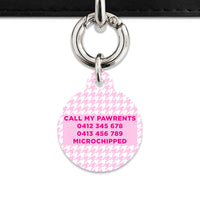 Bailey And Bone Pet Tag Light Pink Houndstooth Pet Tag