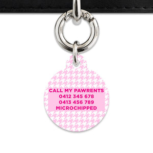Bailey And Bone Pet Tag Light Pink Houndstooth Pet Tag