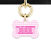Bailey And Bone Pet Tag Light Pink Houndstooth Pet Tag