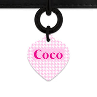 Bailey And Bone Pet Tag Light Pink Houndstooth Pet Tag