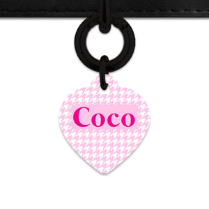 Bailey And Bone Pet Tag Light Pink Houndstooth Pet Tag