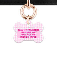 Bailey And Bone Pet Tag Light Pink Houndstooth Pet Tag