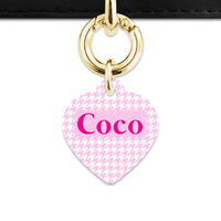 Bailey And Bone Pet Tag Light Pink Houndstooth Pet Tag