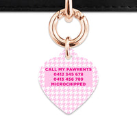 Bailey And Bone Pet Tag Light Pink Houndstooth Pet Tag
