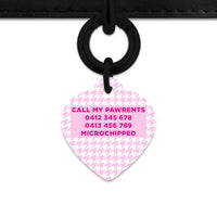 Bailey And Bone Pet Tag Light Pink Houndstooth Pet Tag
