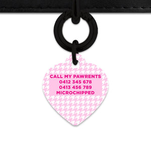 Bailey And Bone Pet Tag Light Pink Houndstooth Pet Tag