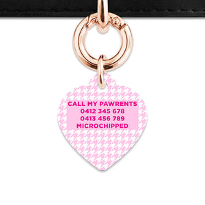 Bailey And Bone Pet Tag Light Pink Houndstooth Pet Tag