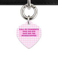 Bailey And Bone Pet Tag Light Pink Houndstooth Pet Tag