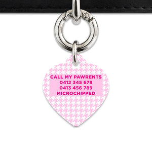 Bailey And Bone Pet Tag Light Pink Houndstooth Pet Tag