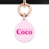 Bailey And Bone Pet Tag Light Pink Houndstooth Pet Tag