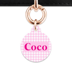 Bailey And Bone Pet Tag Light Pink Houndstooth Pet Tag