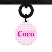 Bailey And Bone Pet Tag Light Pink Houndstooth Pet Tag