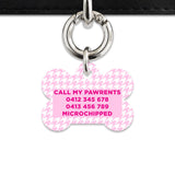 Bailey And Bone Pet Tag Light Pink Houndstooth Pet Tag