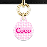 Bailey And Bone Pet Tag Light Pink Houndstooth Pet Tag