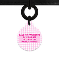 Bailey And Bone Pet Tag Light Pink Houndstooth Pet Tag