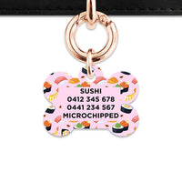 Bailey And Bone Pet Tag Light Pink Sushi Pattern Pet Tag