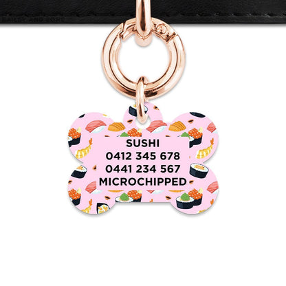 Bailey And Bone Pet Tag Light Pink Sushi Pattern Pet Tag