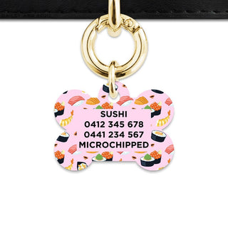 Bailey And Bone Pet Tag Light Pink Sushi Pattern Pet Tag
