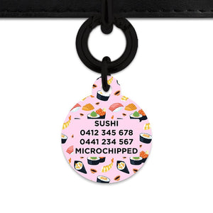 Bailey And Bone Pet Tag Light Pink Sushi Pattern Pet Tag