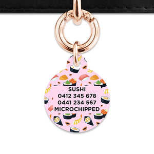 Bailey And Bone Pet Tag Light Pink Sushi Pattern Pet Tag