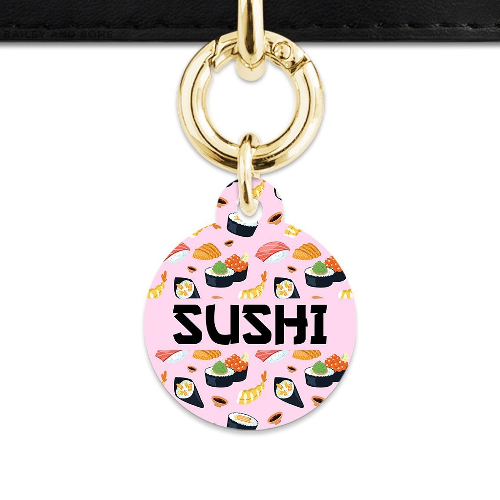 Bailey And Bone Pet Tag Light Pink Sushi Pattern Pet Tag