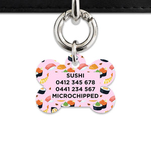 Bailey And Bone Pet Tag Light Pink Sushi Pattern Pet Tag