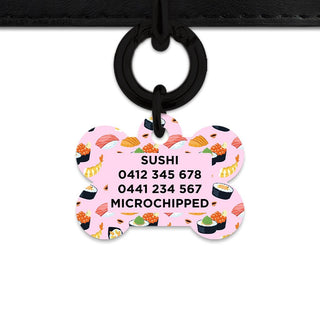 Bailey And Bone Pet Tag Light Pink Sushi Pattern Pet Tag