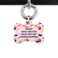 Bailey And Bone Pet Tag Light Pink Sushi Pattern Pet Tag