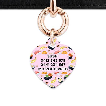 Bailey And Bone Pet Tag Light Pink Sushi Pattern Pet Tag