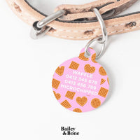 Bailey And Bone Pet Tag Light Pink Waffles Pattern Pet Tag