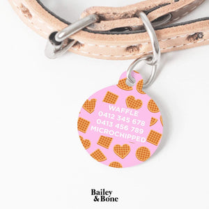 Bailey And Bone Pet Tag Light Pink Waffles Pattern Pet Tag