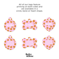 Bailey And Bone Pet Tag Light Pink Waffles Pattern Pet Tag