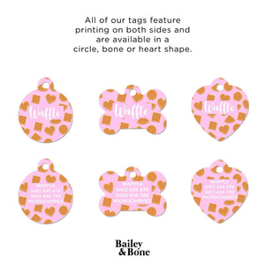 Bailey And Bone Pet Tag Light Pink Waffles Pattern Pet Tag