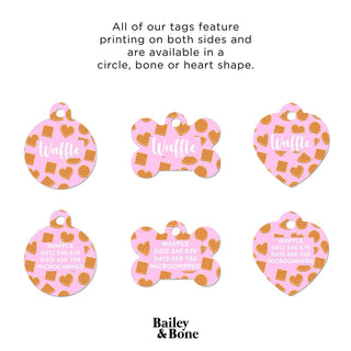 Bailey And Bone Pet Tag Light Pink Waffles Pattern Pet Tag