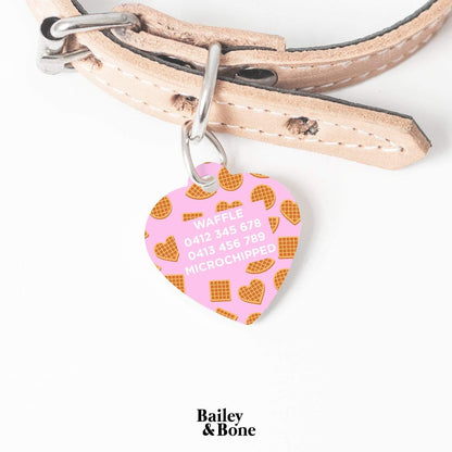 Bailey And Bone Pet Tag Light Pink Waffles Pattern Pet Tag