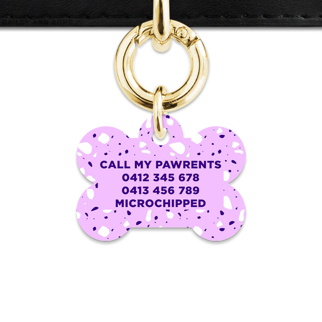 Bailey And Bone Pet Tag Light Purple Terrazzo Pet Tag