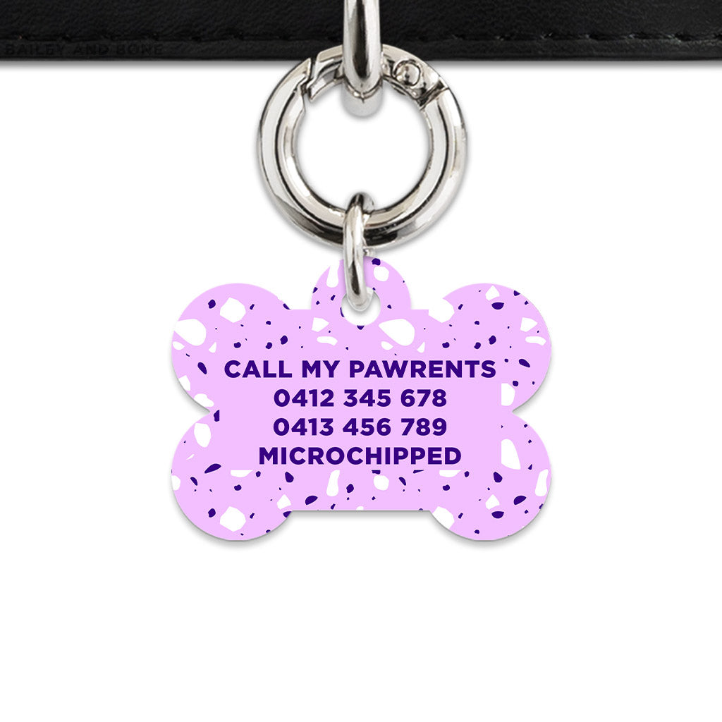 Bailey And Bone Pet Tag Light Purple Terrazzo Pet Tag