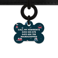Bailey And Bone Pet Tag Navy Blue Boats Pet Tag